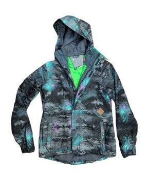 Volcom Astrid Galaxy-Print Hooded Snowboard / Ski Jacket Woman's Medium